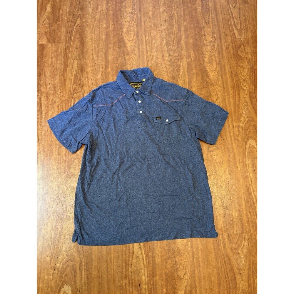 Howler Bros Ranchero Polo Mens Large Blue Pearl Snap Western Rodeo Cowboy